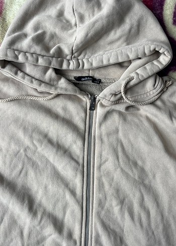 Addax Kadın krem Kapüşonlu Fermuarlı Sweatshirt