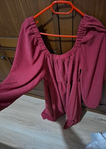 Bordo Bohem Salaş Keten Bluz