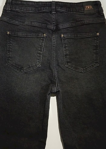 Zara Siyah Kadın Denim Kemerli Dar Kesim Jean