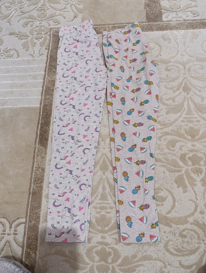 Kız Çocuk Nakışlı Pamuklu Tayt 4 adet tayt - Görsel 2