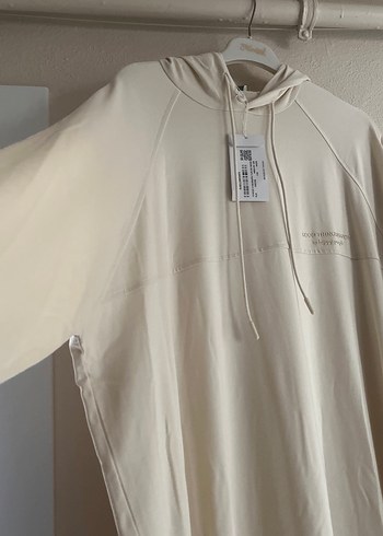 Bej Uzun Kollu Uzun Sweatshirt - Görsel 2