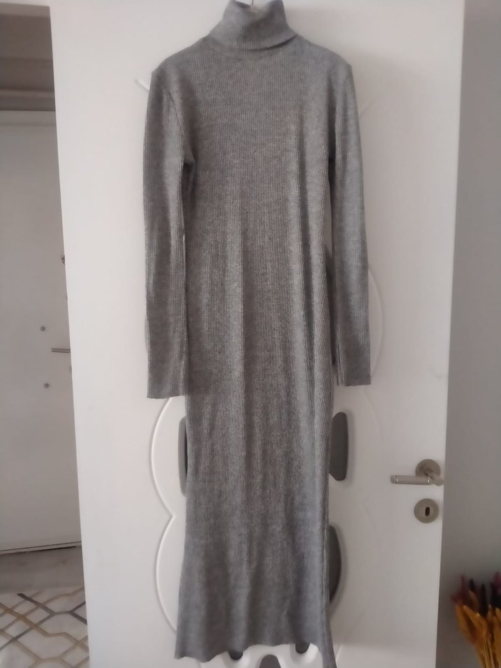 Gri Kadın Boğazlı Örgü Yün Kazak 2 adet - Görsel 4