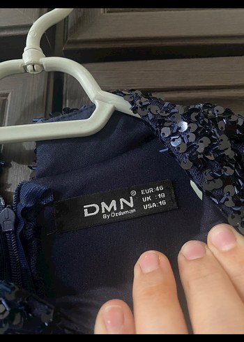 Koyu Lacivert Uzun Kollu Kürklü Abiye Elbise - Görsel 2