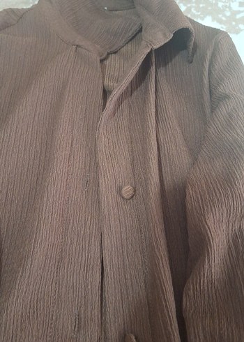 Kahverengi Keten Kadın Takım Elbise - Görsel 6