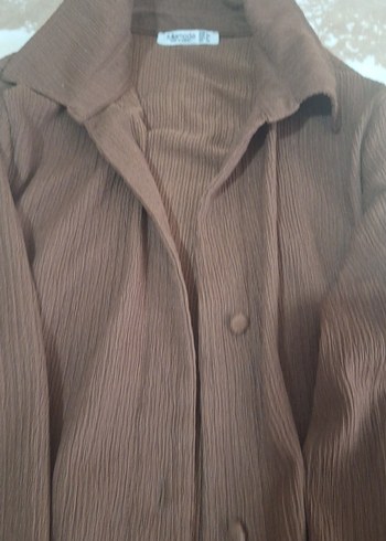 Kahverengi Keten Kadın Takım Elbise - Görsel 8