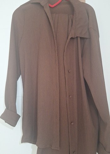 Kahverengi Keten Kadın Takım Elbise - Görsel 10