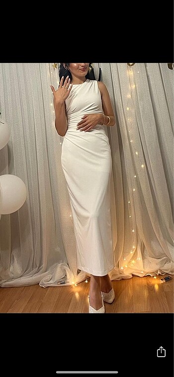 Zara zara drape detay beyaz elbise