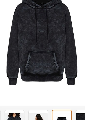 Siyah Kapüşonlu Kadın Sweatshirt