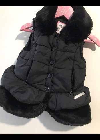 Kürklü Siyah Kısa bebek yelek - Görsel 3