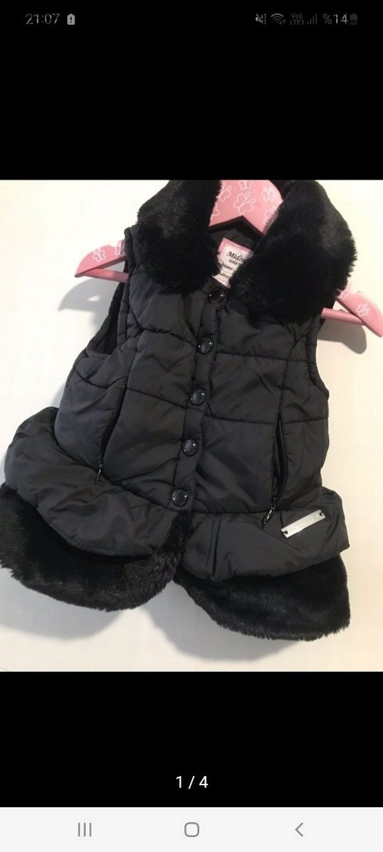 Kürklü Siyah Kısa bebek yelek - Görsel 3