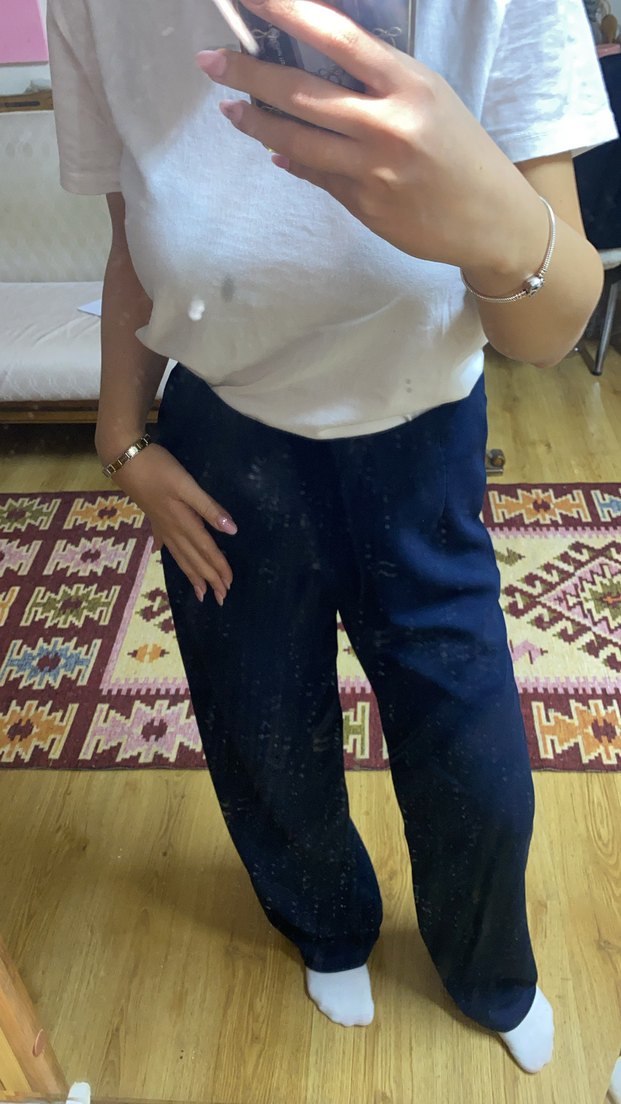 Kadın Lacivert Midi Kumaş Pantolon - Görsel 2