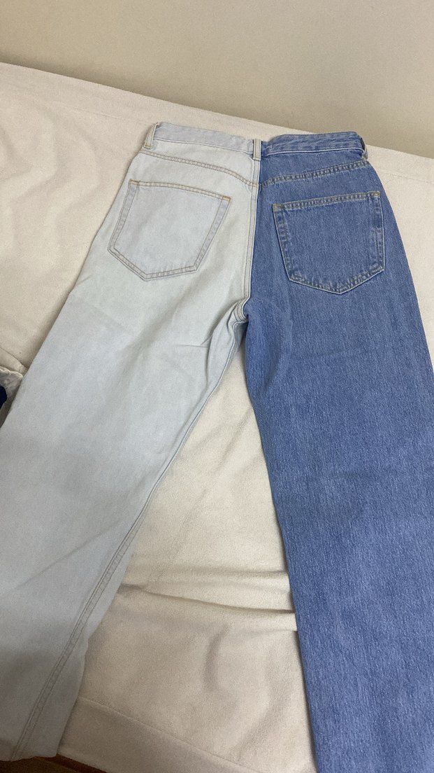 Çift Renkli Kadın Denim Pantolon - Görsel 2