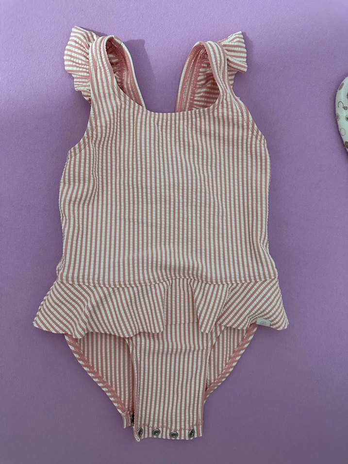 Dechatlon Pembe Çizgili Kız Çocuk Mayo - Görsel 2