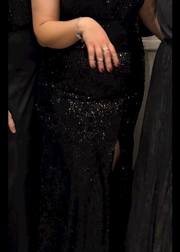 Siyah Payet Uzun Abiye Elbise - Görsel 2