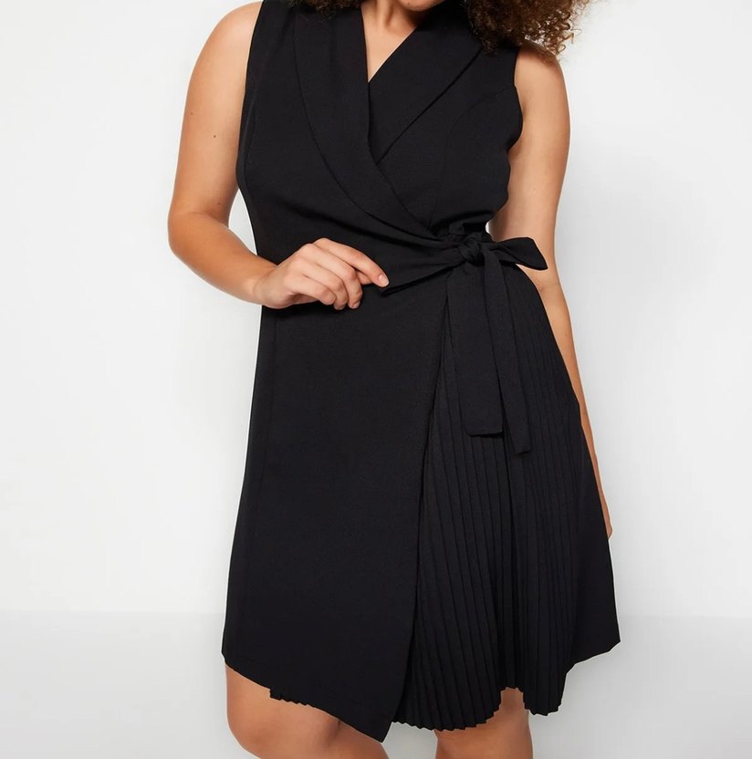 Kemerli Siyah Midi Kadın Elbise - Görsel 2