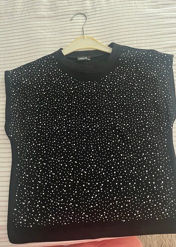 Diğer Siyah Mini Payetli Kadın Bluz. L-XL uyumlu