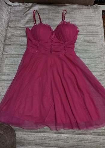 Abiye Pembe Strappy Midi Abiye Elbise
