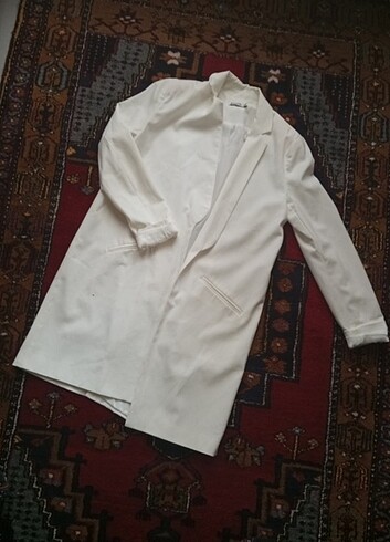 m Beden beyaz Renk Uzun blazer ceket
