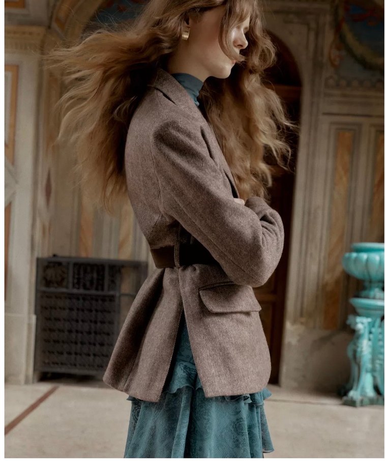 Kemerli Kahverengi Kadın Blazer Ceket - Görsel 3