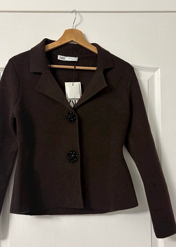 Düğmeli Kahverengi Midi Yün Ceket - Görsel 6