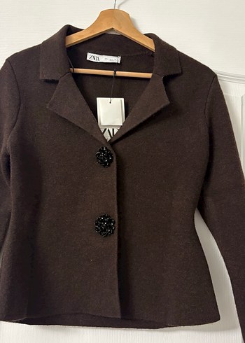 Düğmeli Kahverengi Midi Yün Ceket - Görsel 4