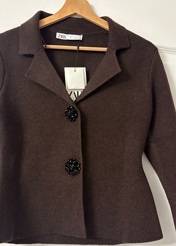 Düğmeli Kahverengi Midi Yün Ceket - Görsel 5