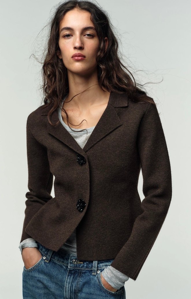 Düğmeli Kahverengi Midi Yün Ceket - Görsel 2