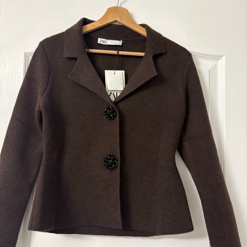 Düğmeli Kahverengi Midi Yün Ceket - Görsel 4