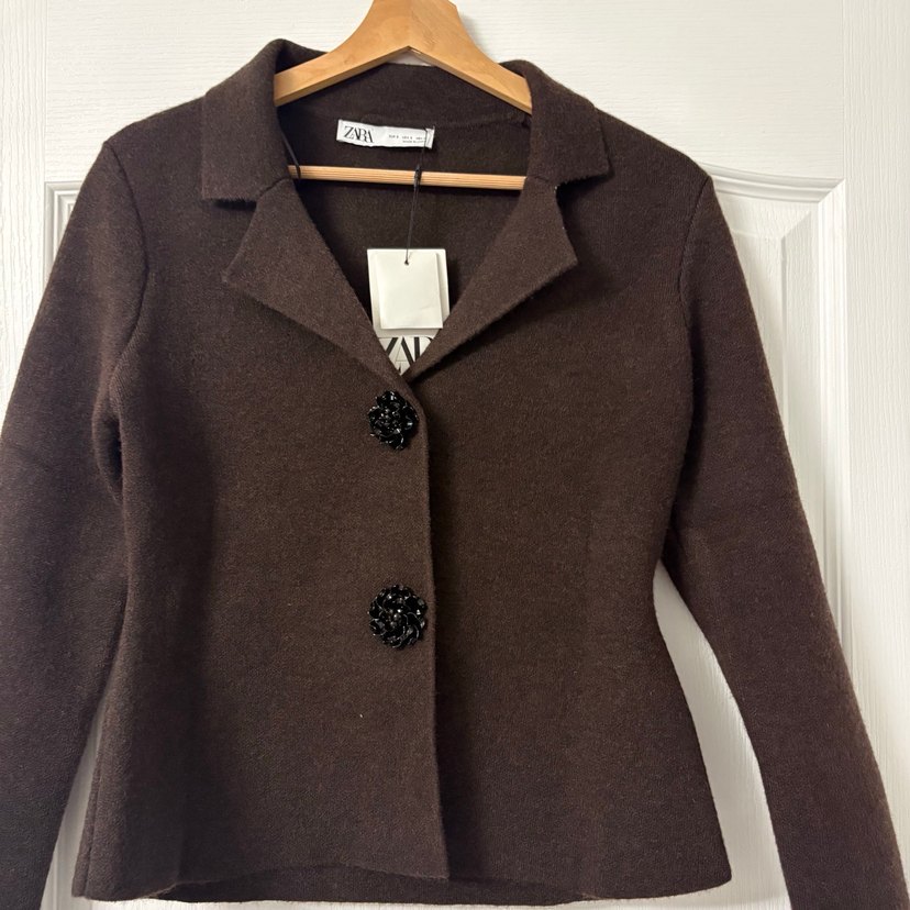 Düğmeli Kahverengi Midi Yün Ceket - Görsel 5