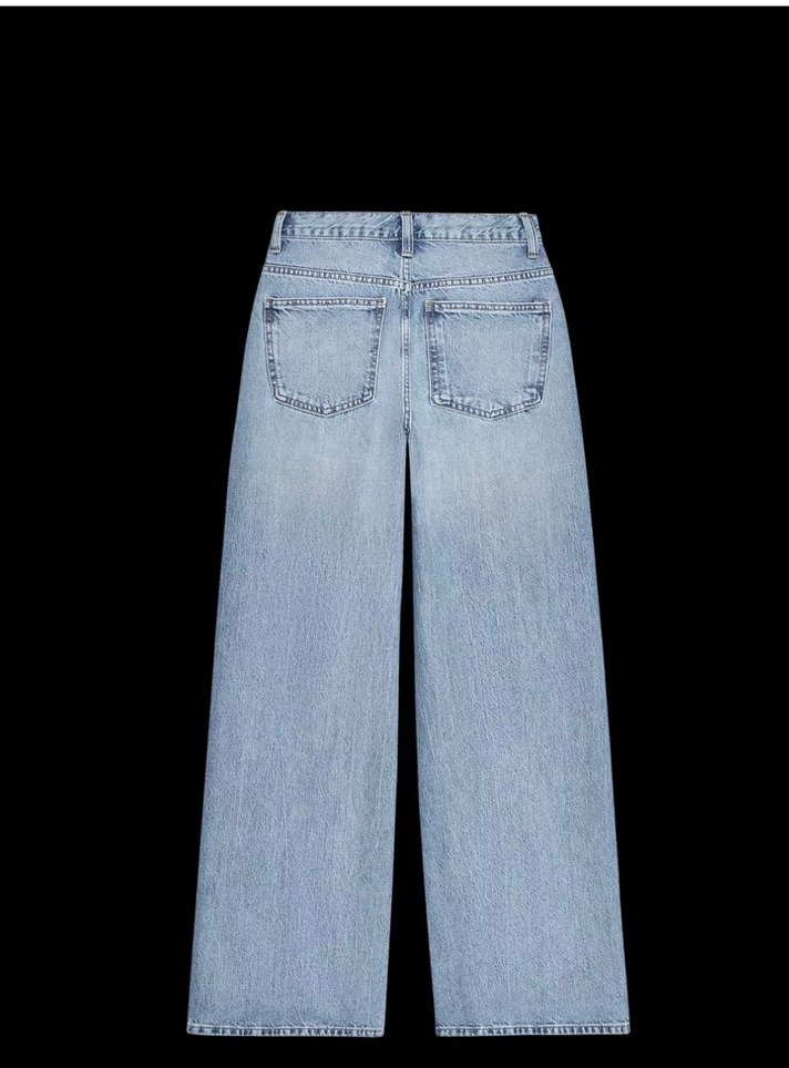 Kadın Mavi çapraz kemerli Midi Denim Pantolon - Görsel 2
