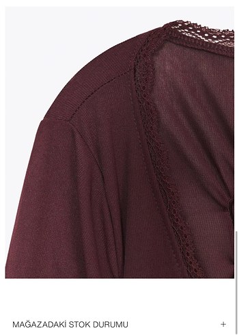 Bordo Dantel Detaylı V Yaka Gömlek - Görsel 2
