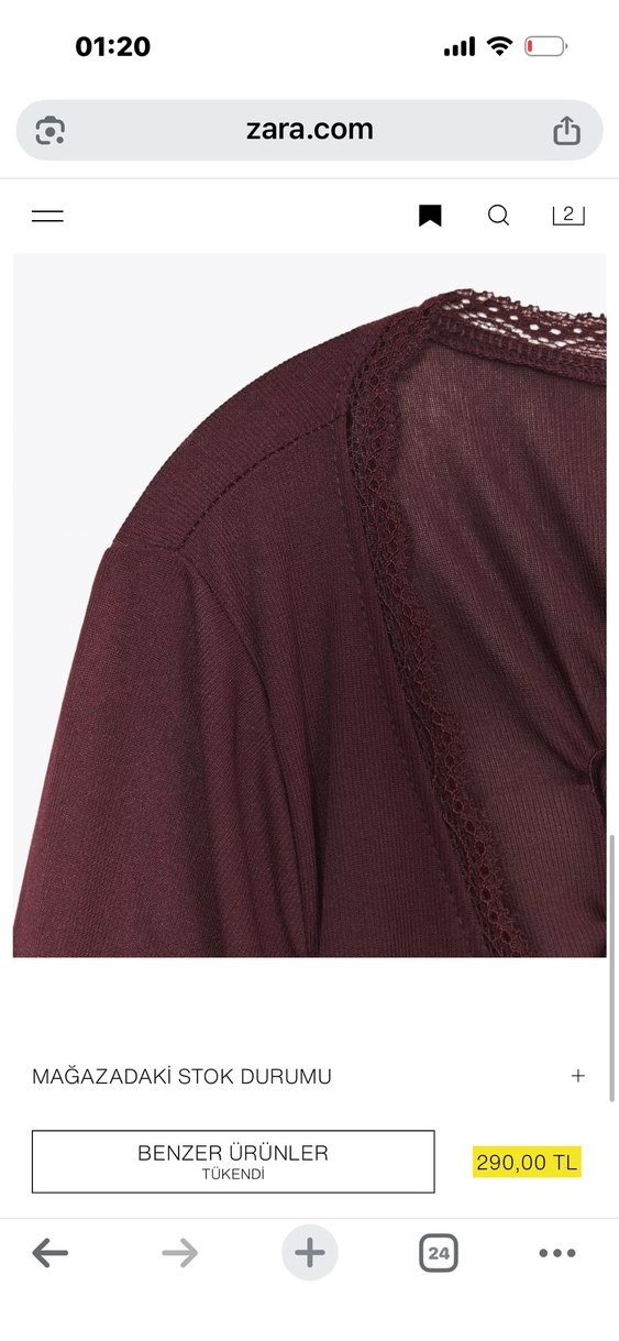 Bordo Dantel Detaylı V Yaka Gömlek - Görsel 2