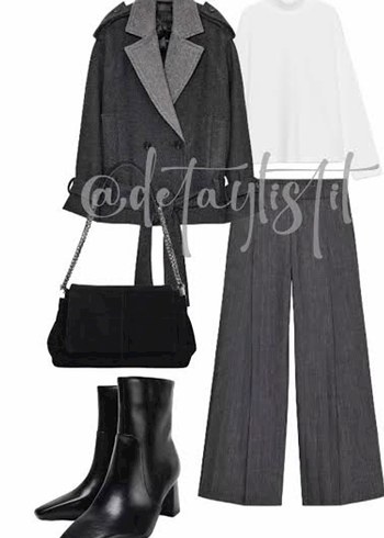 Gri Kadın Uzun yün karışımlı Pantolon - Görsel 4