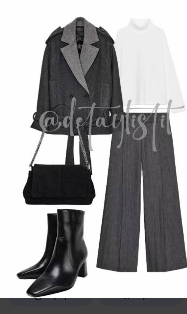 Gri Kadın Uzun yün karışımlı Pantolon - Görsel 4