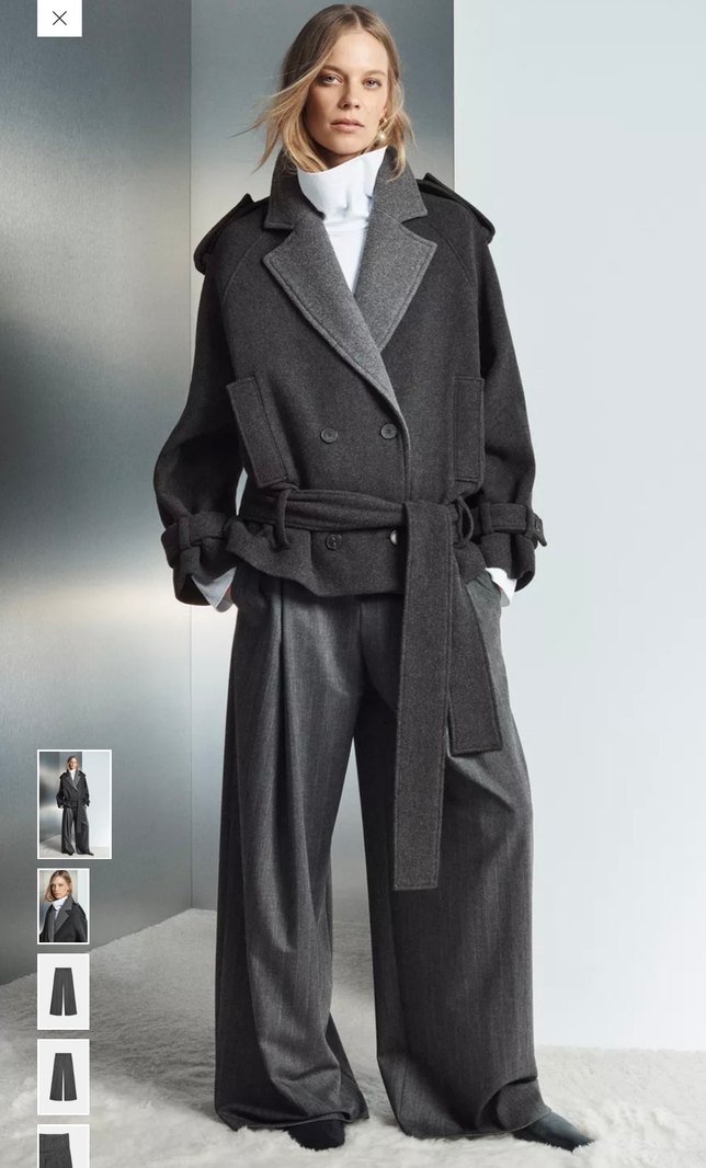 Gri Kadın Uzun yün karışımlı Pantolon - Görsel 2