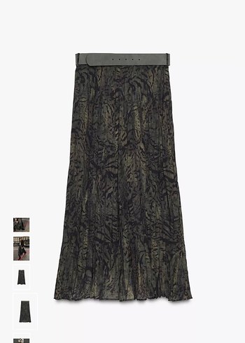 Drapeli hayvan Desenli Kadın Uzun Süet Etek - Görsel 2