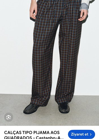 Kadın Kahverengi Ekose Pilili Bol Kesim Pantolon - Görsel 4