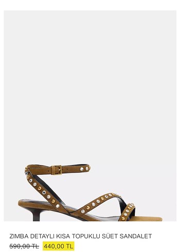 Bej Süet Tokalı  Deri Stiletto Topuklu Kadın Sandalet - Görsel 2