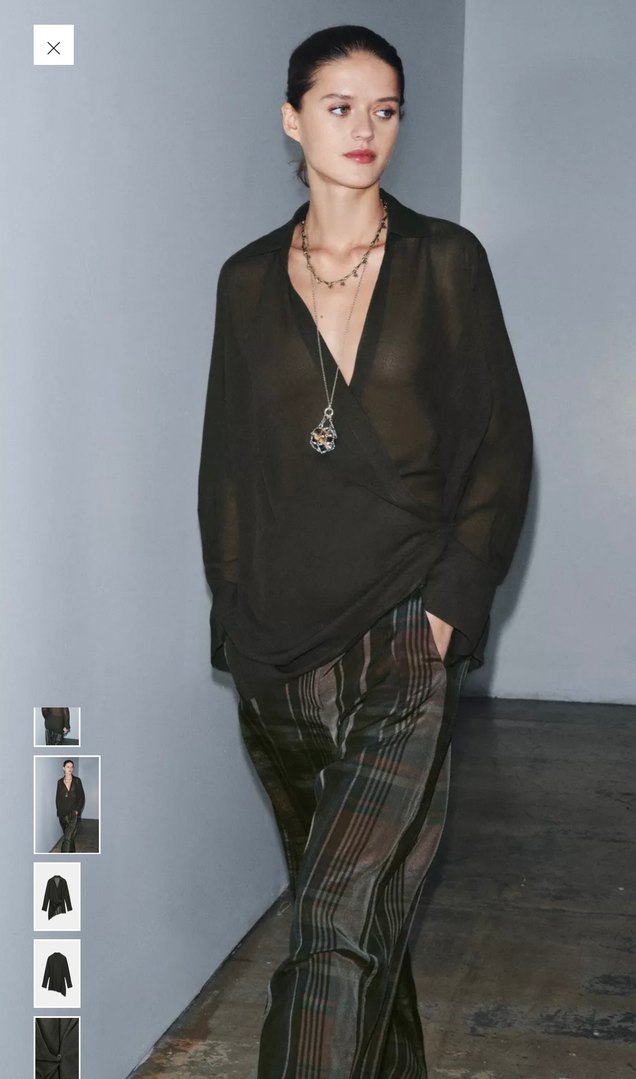 Drapeli haki yün karışımlı gömlek - Görsel 2