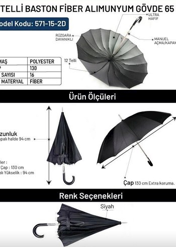 Beden Şeffaf Gri Kadın Şemsiye