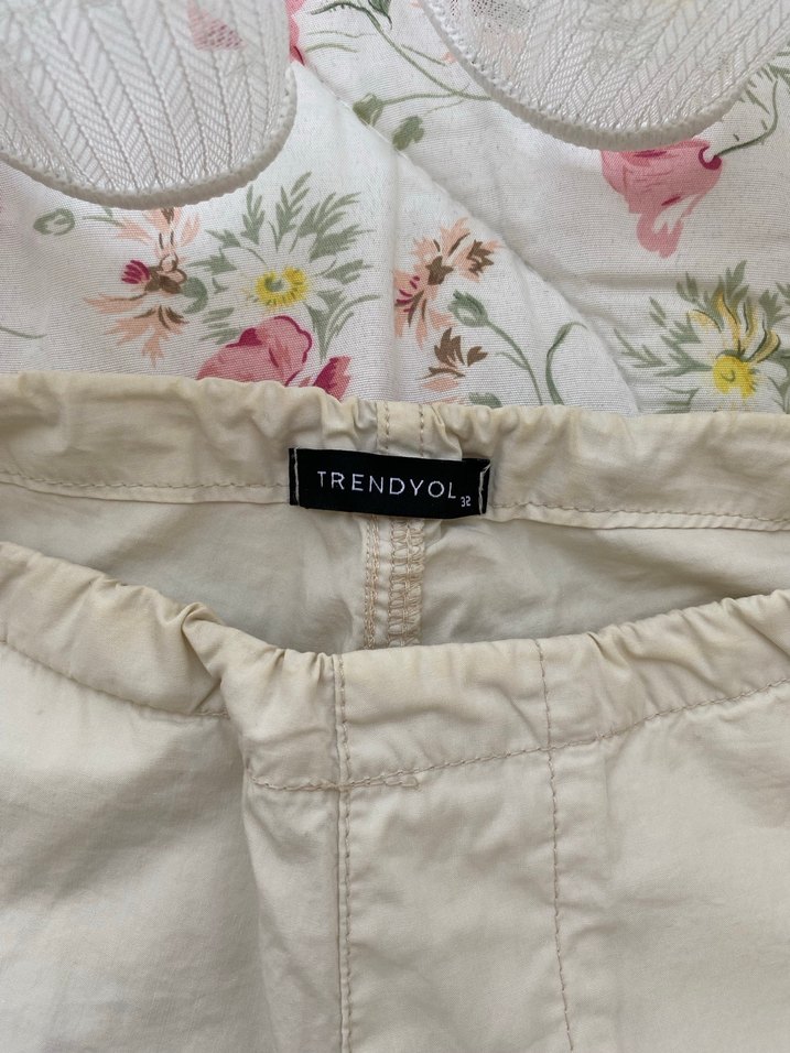Bej Düğmeli parasut Pantolon - Görsel 2