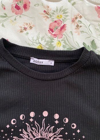 Siyah Uzun Kollu Baskılı Triko Tişört - Görsel 2