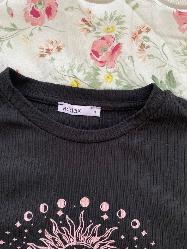 Siyah Uzun Kollu Baskılı Triko Tişört - Görsel 2