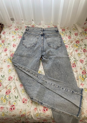 Mavi TDüğmeli Bol Kesim Kadın Kot Pantolon - Görsel 3