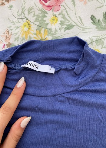 Mavi Uzun Kollu Yüksek Yaka Kadın Triko - Görsel 2