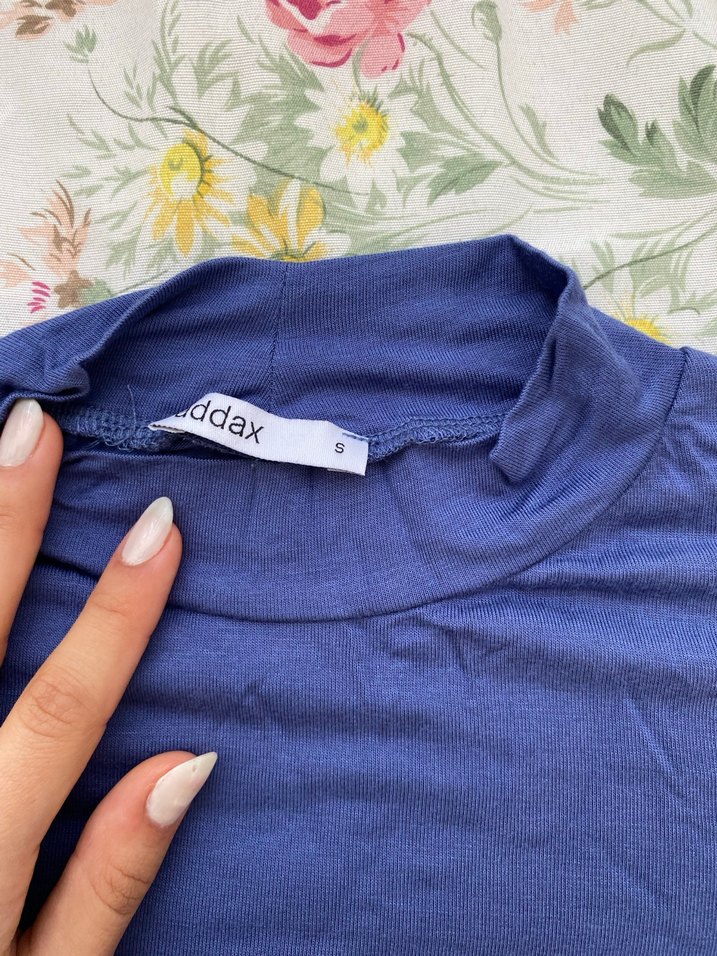 Mavi Uzun Kollu Yüksek Yaka Kadın Triko - Görsel 2