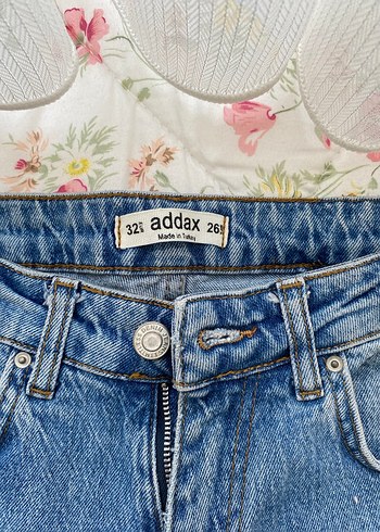 Düğmeli Mavi Salaş Midi Kot Pantolon - Görsel 2