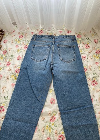 Düğmeli Mavi Salaş Midi Kot Pantolon - Görsel 3