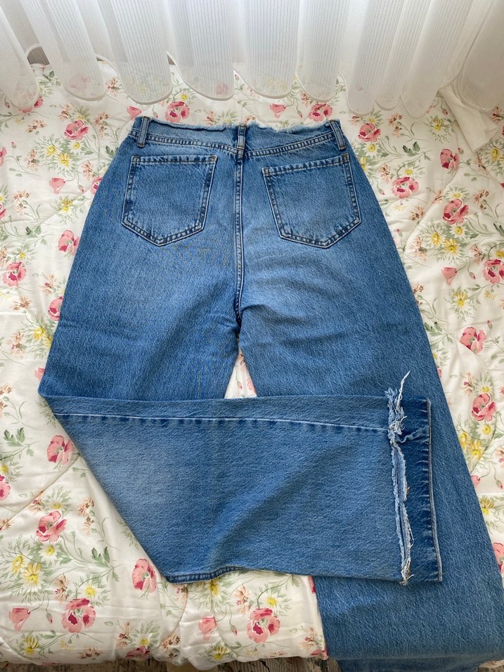 Kadın Mavi  Bol Kesim Denim Pantolon - Görsel 3