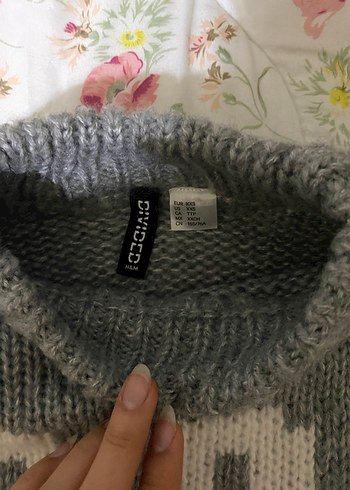 Gri Örgü Paris Yazılı Kadın Kazak - Görsel 2